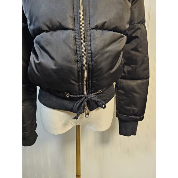 Topshop Black Bomber Puffer Jacket Women's Size 2 Cropped - Picture 4 of 12